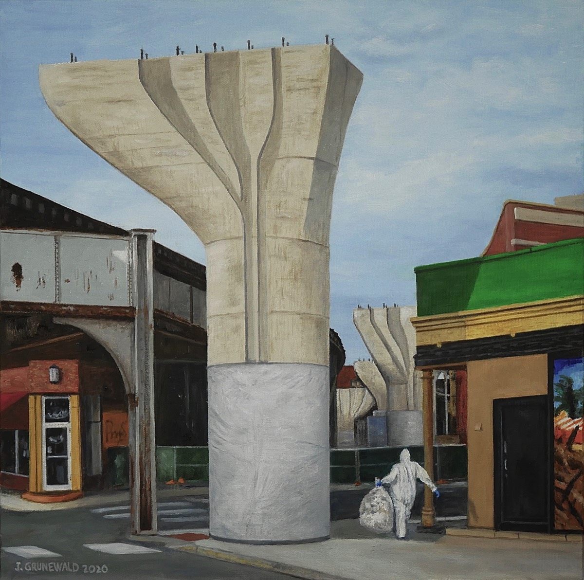 Flyover & Hazmat | Oil on canvas 18x18 | SOLD