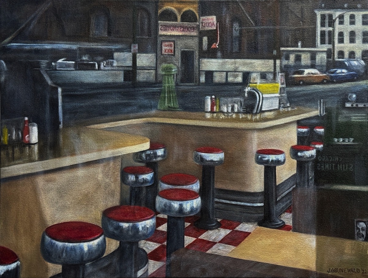 Grand Avenue Diner 1977| Oil on canvas 18x24